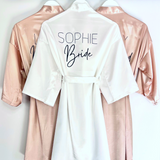 personalised bridal party robes - personalised satin robes for wedding party