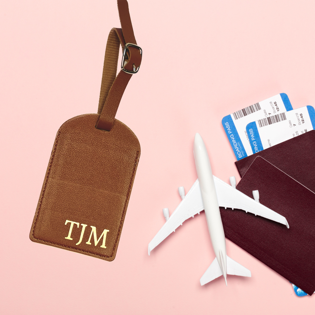 Personalised luggage store tag