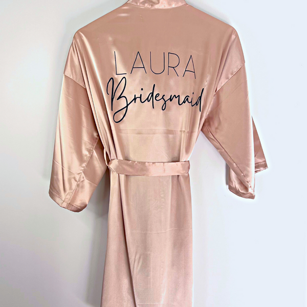 personalised bridal party robes - personalised satin robes for wedding party