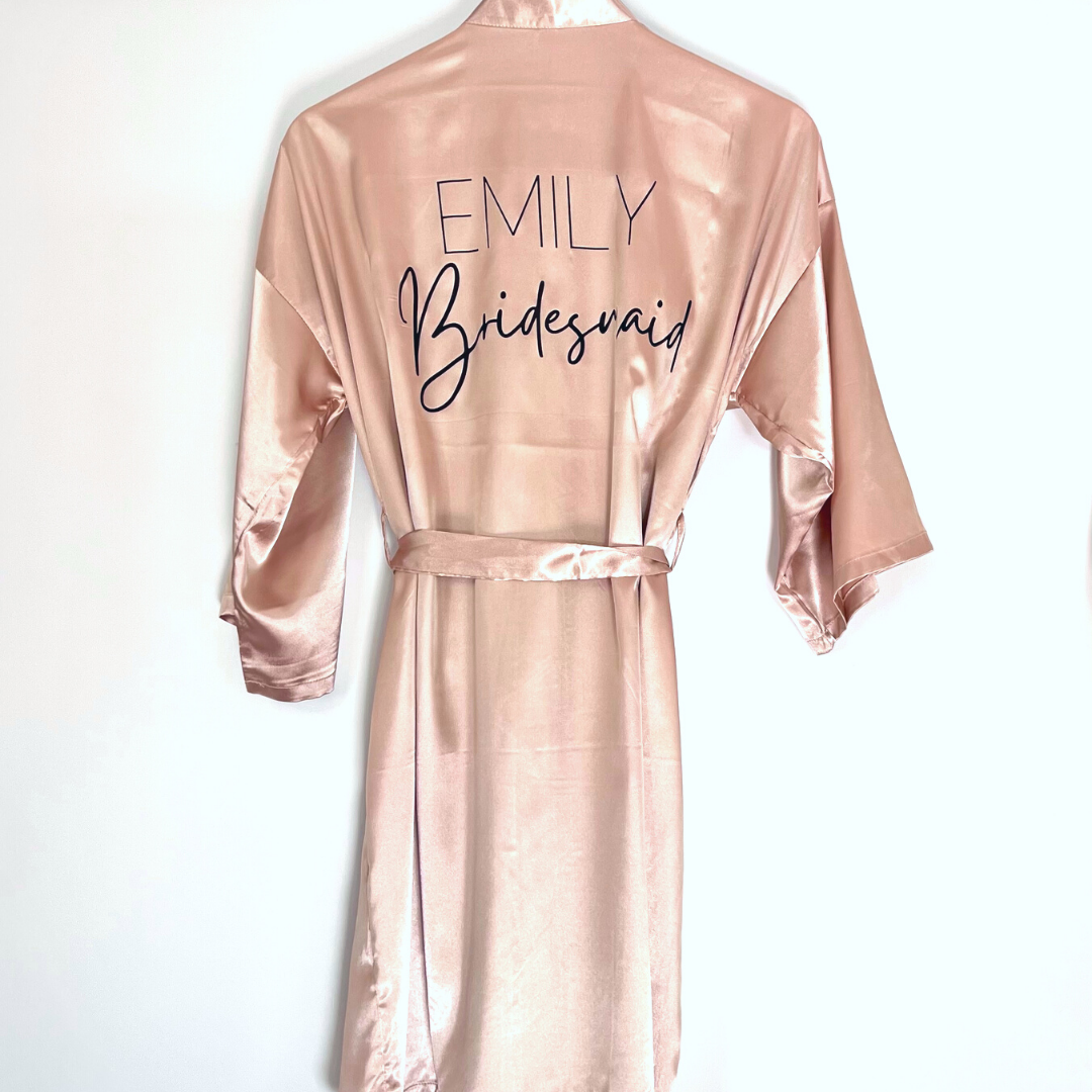 personalised bridal party robes - personalised satin robes for wedding party