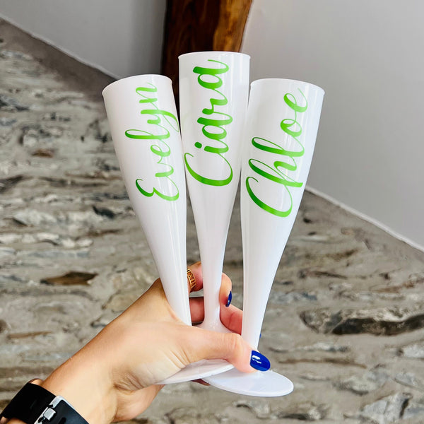 personalised flutes for hen party - customizable flutes for wedding celebrations