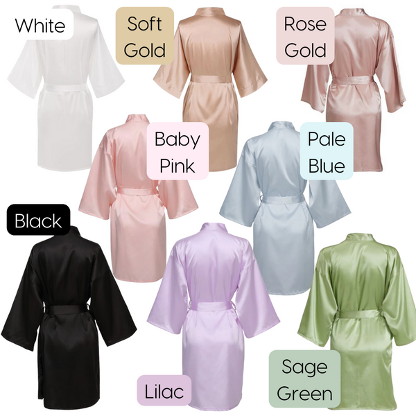 personalised bridal party robes - personalised satin robes for wedding party